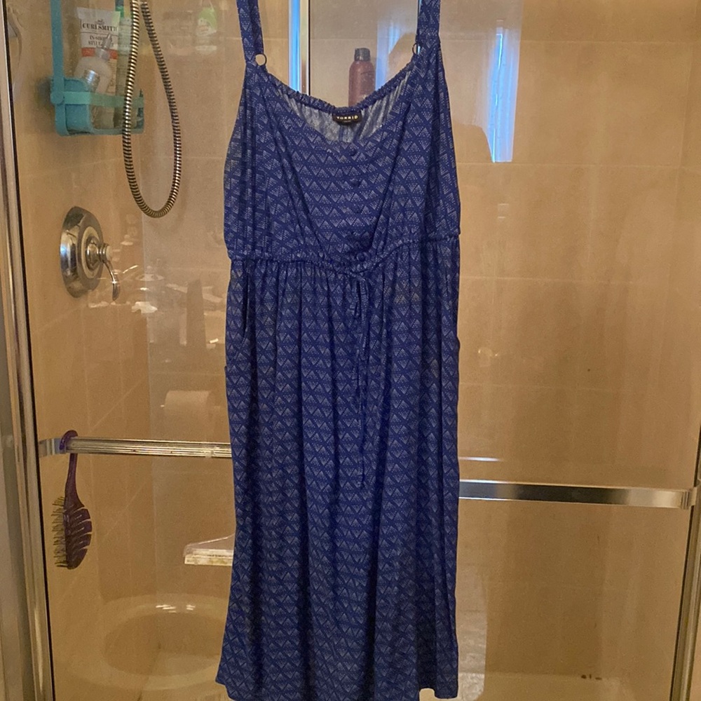 Blue Torrid Sundress with White Print